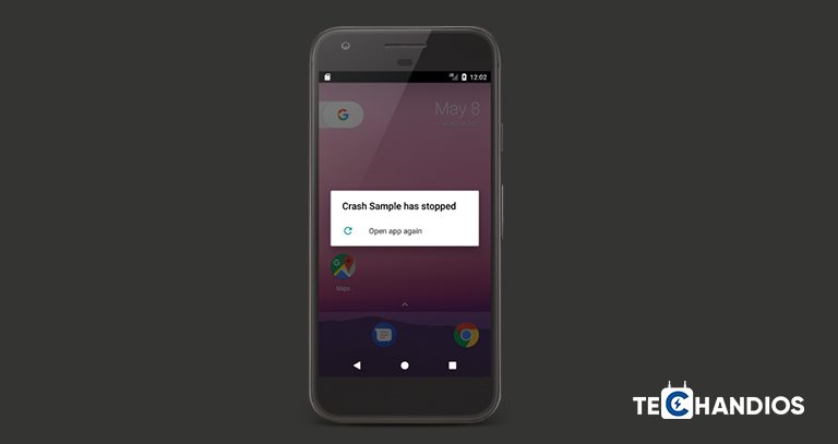 Phone showing app crash notification - Techandios